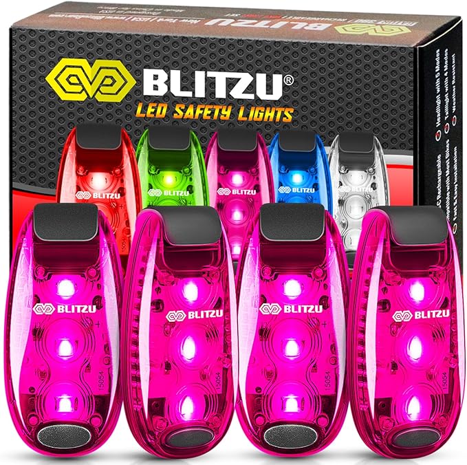 4 Pack LED Safety Light, Clip on Reflective Gear Lights for Walking at Night, Running, Jogging, High Visibility Strobe Light Accessories for Runners, Kids, Hiking, Kayak, Cycling, Camping, Boat