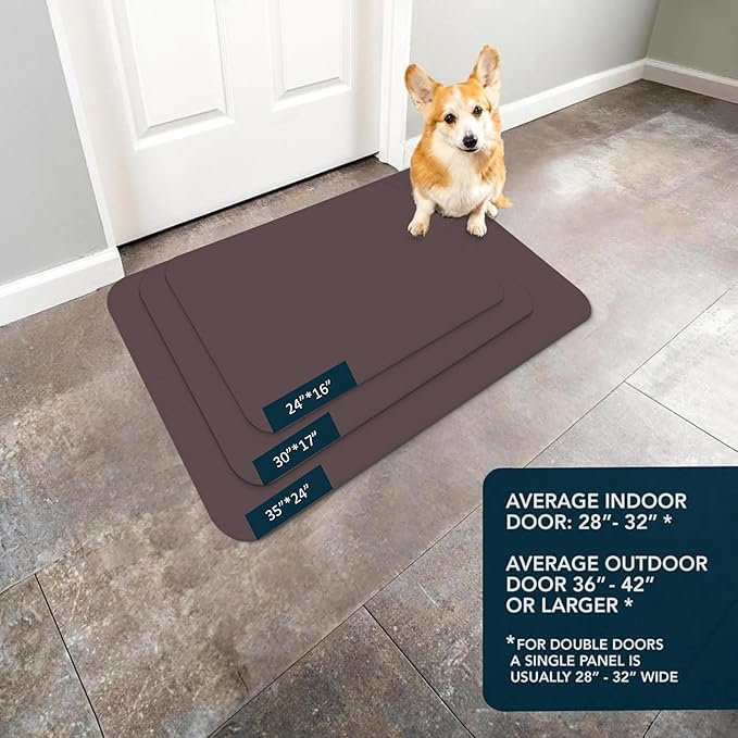 Ultra Thin Door Mat Indoor Entrance, 1/10 in Thin Door Mats for Inside Entry, Non-Slip Rubber Backing Washable Doormat, Fade Resistant, Absorbent, Low Profile Dirt Trapper, 30"X17",Coffee