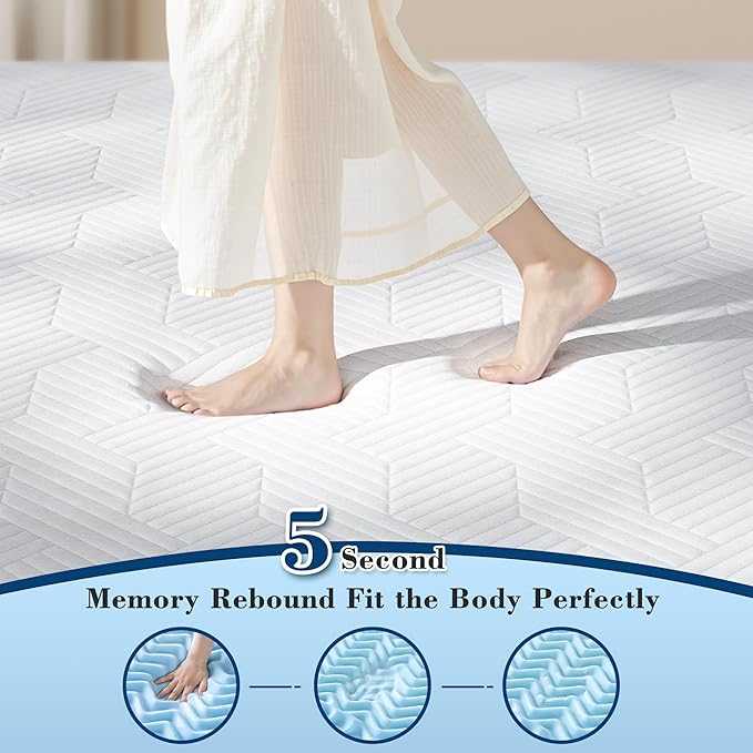 EnHomee Memory Foam Mattress Topper,3 Inch Twin Mattress Topper Pressure Relief with Cooling Gel and Removable & Washable Embossed Cover, CertiPUR-US & Oeko-TEX Certified, White, Twin