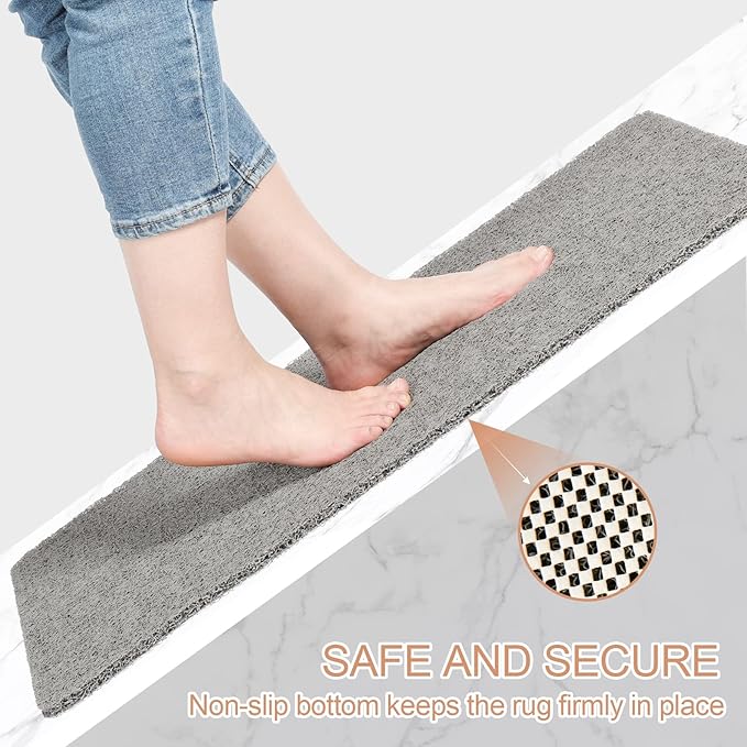 Joyhalo Shower Mat Bathtub Mat Non Slip, Bathmats Non Slip, Quick Drying Foot Scrubber Loofah Mats for Shower, Tub, Bathroom, Home, 30x17inch, Grey