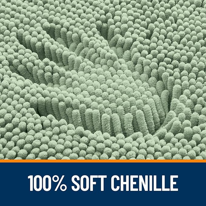 OLANLY Bathroom Rugs Sets 2 Piece, Soft Absorbent Chenille Bath Mats Area Rug Set, Non-Slip, Quick Dry, Machine Washable Bath Mats for Bathroom, Home Decor Accessories (47"x20"+24"x16", Sage Green)