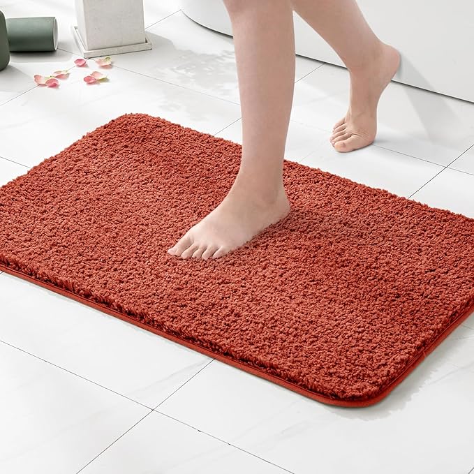 MIULEE Rust Bathroom Rugs Non Slip Bath Mat 24'' x 48'' Shaggy Soft Bath Rug Plush Microfiber Absorbent Water for Shower Tub Machine Washable (24x48 Inches)
