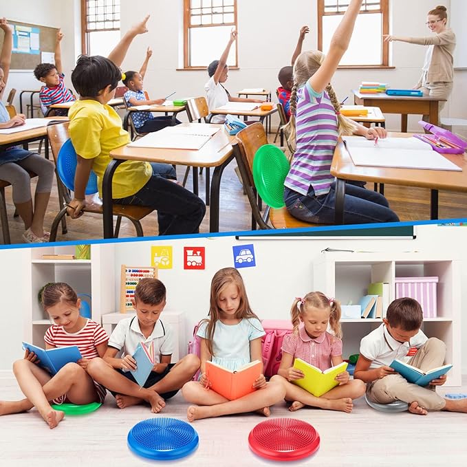 Jerify 4 Pcs Wiggle Seat Flexible Inflated Wobble Cushion Stability Balance Pad Balance Disc Sensory Seat for Men Women Fitness Physical Exercise Improving Posture Home Office