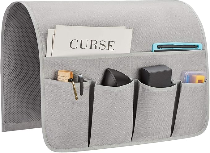 Sofa Armrest Organizer, Remote Control Holder for Recliner Couch, Arm Chair Caddy with 6 Pockets for Magazine, Tablet, Phone, iPad