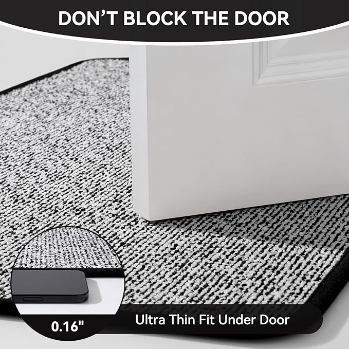 24"x35" Absorbent Quick Dry Bath Mats, Non-Slip Rubber Backing Bathroom Rug, Washable Bath Rugs for Bathroom Floor, Sink and Outside Shower, Low Pile Rug Fit Under Door, Minimalism, Black