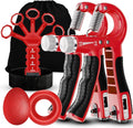 Grip Strength Trainer(5 Pack) with Finger Exerciser, Hand Grip Strengthener, Finger Stretcher,Grip Ring & Stress Relief Ball for Muscle Building and Injury Recover with Carry Bag