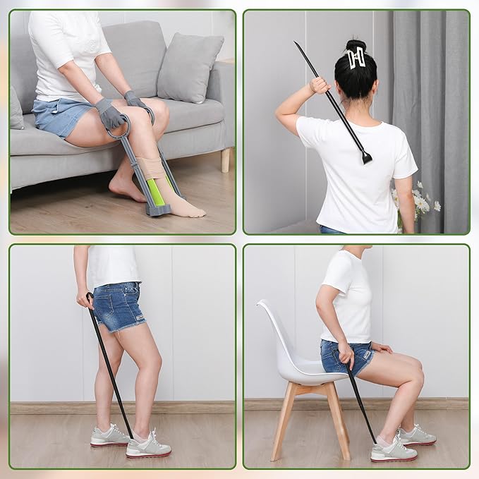 Compression Sock Aid Device - Sock Aids for Compression Stocking - Helper Device for Putting on Hosiery -with Replaceable Dressing Stick