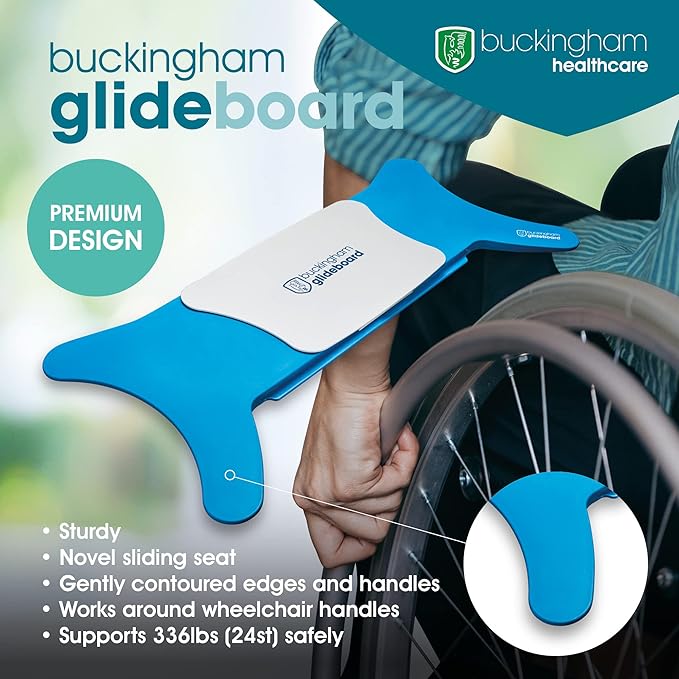 Buckingham Glideboard – British Made Transfer Board for Wheelchair to Chair, Car & Bed | Sliding Seat Mobility Aid for Elderly & Disabled - White/White