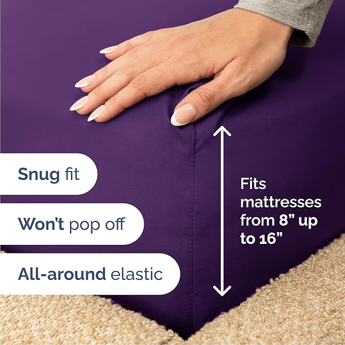 Cal King 6 Piece Sheet Set - Cooling & Breathable Bed Sheets - Hotel Luxury Bed Sheets for Women, Men, Kids & Teens - Bedding w/Deep Pockets & Easy Fit - Soft & Wrinkle Free - Cal King Purple Sheets