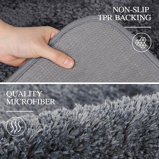 Walensee Large Bathroom Rug (24 x 72, Dark Grey) Extra Soft and Absorbent Shaggy Bath Mat Machine Washable Microfiber Non Slip Luxury Floor Mat