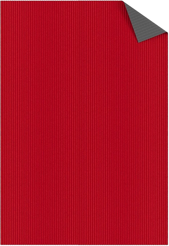Ottomanson 6'6" x 15' Hallway Runner with Scraper Pile Extra Durable Non-Slip Rug Mat for Indoor & Outdoor Use - Ideal for Kitchen, Entryway, Patio & Garage - High-Traffic Carpet, Red