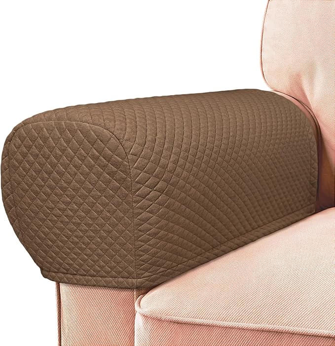 Roytub Couch Arm Covers, Sofa Arm Covers, Stretch Armrest Cover for Sofas, Armchair, Loveseat, Recliner, Sofa armrest Cover, Arm Chair Covers Set of 2 (Large, Coffee)