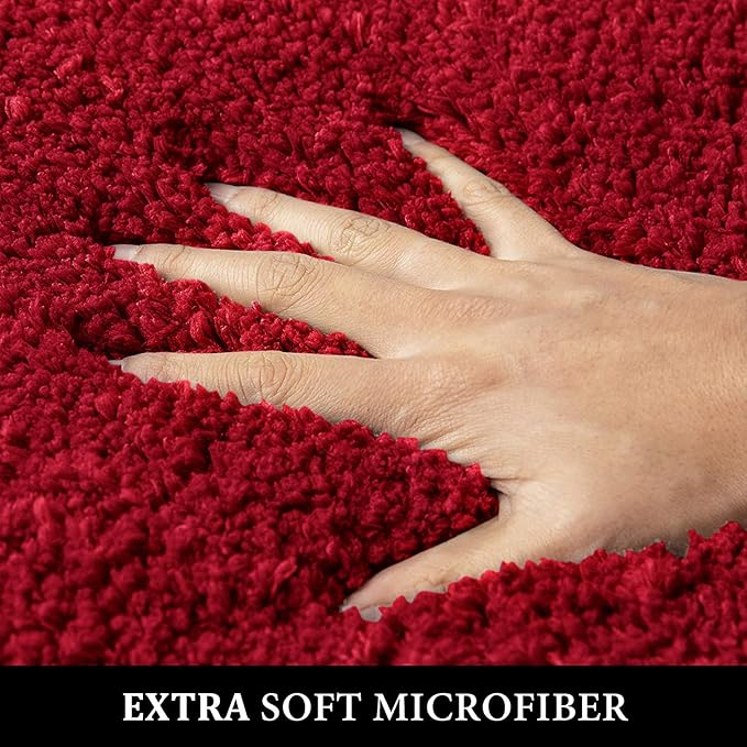 MIULEE Christmas Red Bath Rugs for Bathroom - Soft and Absorbent Non-Slip Mats for Shower Bath and Toilet, Machine Washable, 20'' x 30''