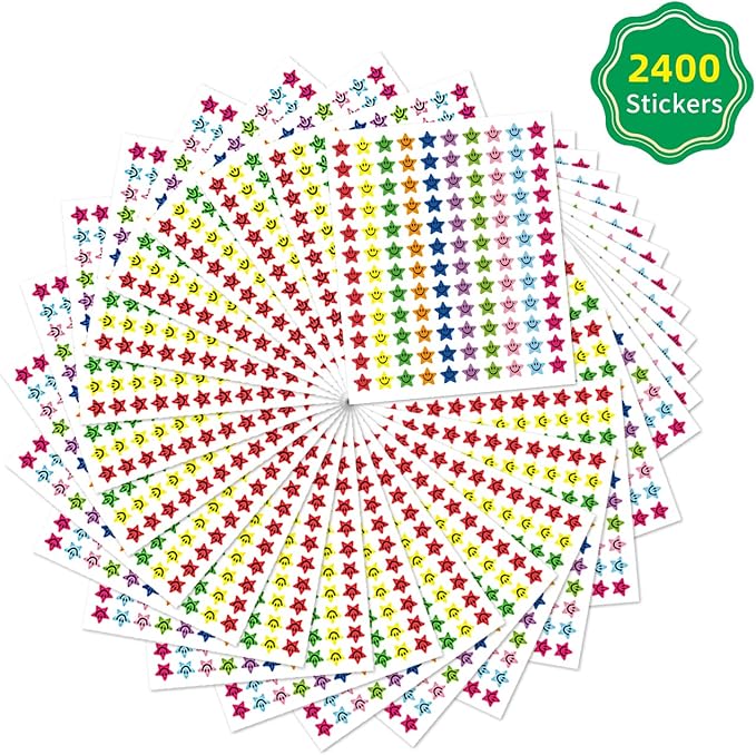 REGELETO 80 Pack Classroom Incentive Chart for 2 Designs with 2400 Pieces Colorful Star Stickers for Students Classroom Teaching or Family Using