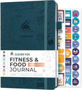 Clever Fox Fitness & Food Journal – Nutrition & Workout Planner for Women & Men – Diet & Gym Exercise Log Book with Calendars, Diet & Training Trackers - Undated, A5 Size, Hardcover (Dark Teal)