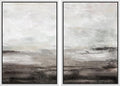 MUDECOR Framed Wall Art Print Set Brown and Gray Grunge Paint Stroke Landscape Abstract Shapes Illustrations Modern Minimalist Chic Relax/Calm for Living Room, Bedroom, Office - 24"x36"x2 White