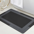 ACCUMTEK Ultra Thin Bath Mat, Upgrade Backing Non Slip Thin Bath Mats Fit Under Door, Quick Dry Ultra Absorbent Bathroom Rugs, Machine Washable Bath Rugs for Bathroom, Bathtub, Black/Bordered/24 x17