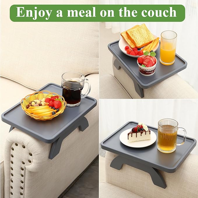 SINWANT Couch Arm Table,Sofa Arm Clip on Tray Tables,Bamboo Couch Armrest Table Suitable for Home Drinks/Eat/Fruit, Snack Chair Tray for Drink Eating