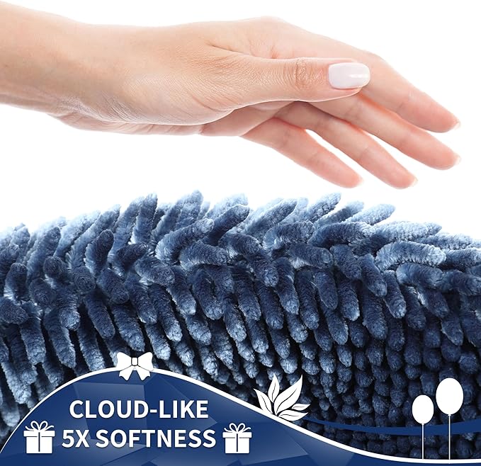 Yimobra Bathroom Rug Set 2 Piece, Luxury Shaggy Bath Mat Set with Non Slip Backing, Ultra Soft & Absorbent Mats for Bathroom Floor, Machine Washable, 44"x24"+24"x17", Light Blue