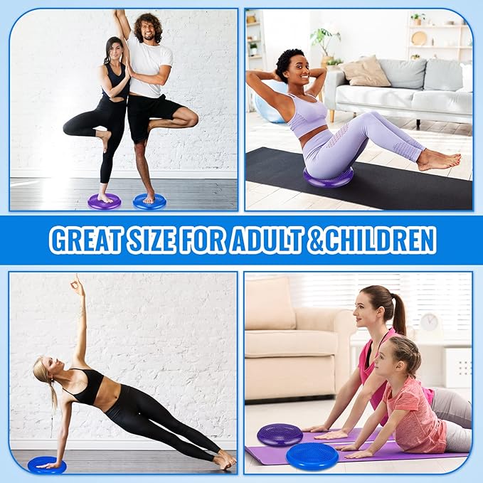 Outus 2 Pcs Balance Disc Inflated Wobble Cushion for Sensory Kids 13. 4 Inch Wiggle Seat Flexible Seating with Hand Pump for Kids Men Women Classroom Exercise Office Home Chair