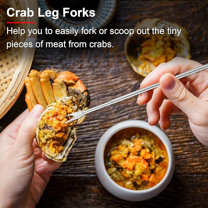 Crab Crackers and Tools, 2 Crab Crackers, 8 Lobster Shellers, 8 Crab Leg Forks Picks, Lobster Crackers and Tools, Seafood Tools, Nut Cracker Set, Home Restaurant Kitchen Tools, Red
