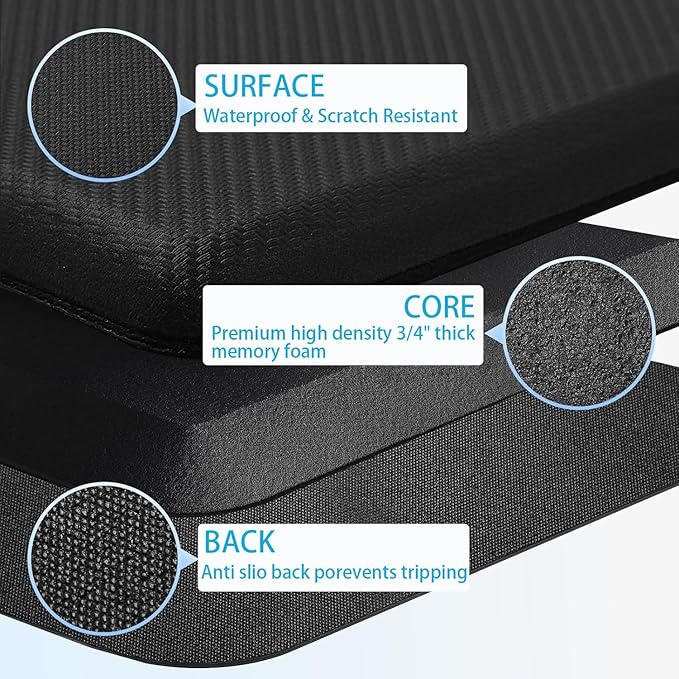 Artnice Kitchen Mats for Floor, 3/4 Inch Thick Anti Fatigue Mat, Non-Slip Standing Desk Mat, Waterproof Cushioned Kitchen Rugs for Home, Office, Sink, Laundry (17.3" x 28")