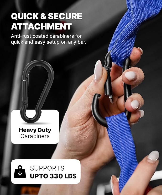 DMoose Fitness Hanging Ab Straps for Pull Up Bar & Core Strength Training - Thick Padded Arm Strap for Ab Swing with 2 Rust-Resistant Carabiners - Pull Up Straps for Ab Workouts at Home and Gym