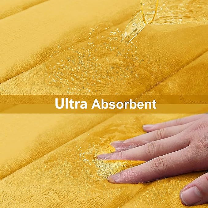 Buganda Memory Foam Bath Mat, 70" x 24", Ultra Soft and Non-Slip Bathroom Rugs, Water Absorbent and Machine Washable Bath Rug Runner for Bathroom, Shower, and Tub, Yellow