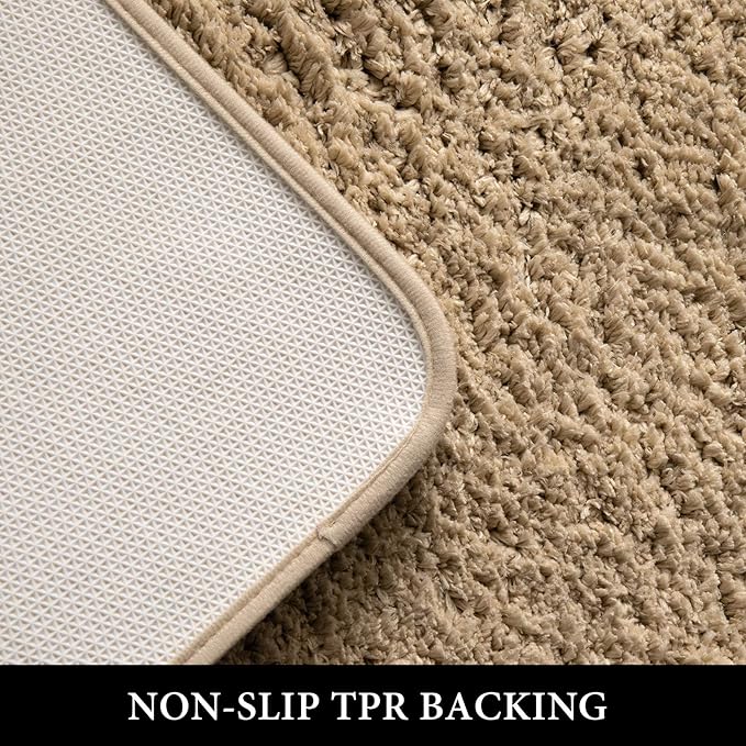 MIULEE Non Slip Small Bathroom Rug - Camel (16x24), Absorbent Thick Soft Microfiber Bath Mat, Machine Washable, Plush Carpet for Tub & Shower
