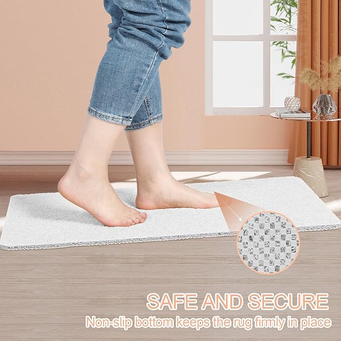 Joyhalo Shower Mat Bathtub Mat Non Slip, Bathmats Non Slip, Quick Drying Foot Scrubber Loofah Mats for Shower, Tub, Bathroom, Home, 31.5x16inch, White