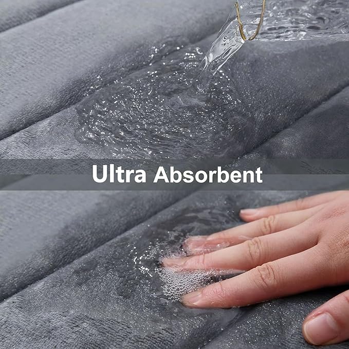Buganda Memory Foam Bath Mat, 59" x 17", Ultra Soft and Non-Slip Bathroom Rugs, Water Absorbent and Machine Washable Bath Rug Runner for Bathroom, Shower, and Tub, Dark Grey