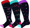 LEVSOX Plus Size Compression Socks for Women Men Wide Calf Extra Large 15-20 mmHg Knee High Sock for Nurses Pregnant Travel