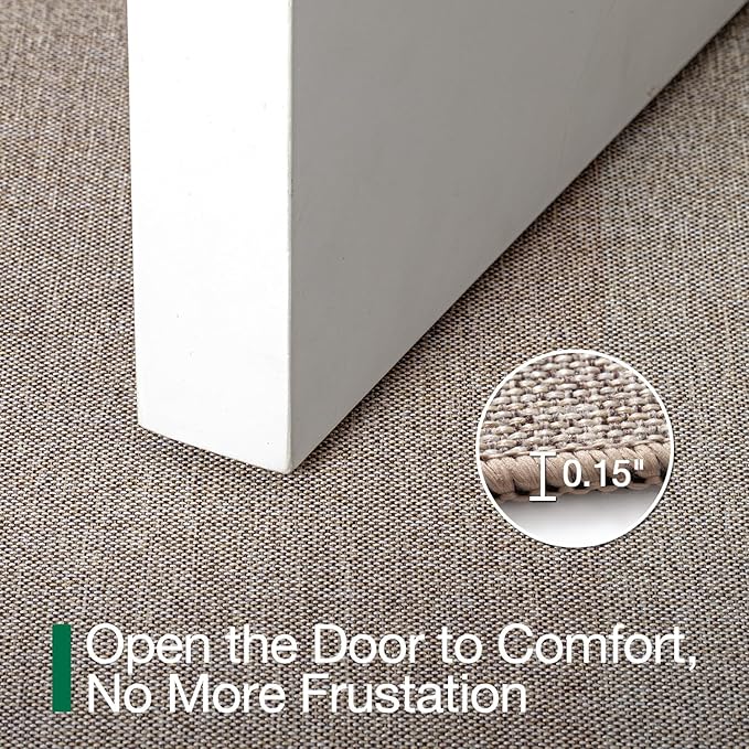 LUMI Ultra Thin Door Mat for Entryway, Low Profile Non Slip Rubber Backing Indoor Doormat, Easy Clean Welcome Entrance Mat for Inside House, Patio,Beige 24"x36"