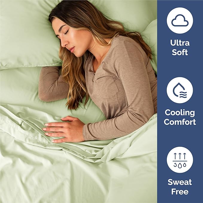 King 6 Piece Sheet Set - Cooling & Breathable Bed Sheets - Hotel Luxury Bed Sheets for Women, Men, Kids & Teens - Bedding with Deep Pockets & Easy Fit - Soft and Wrinkle Free - King Light Sage Sheets