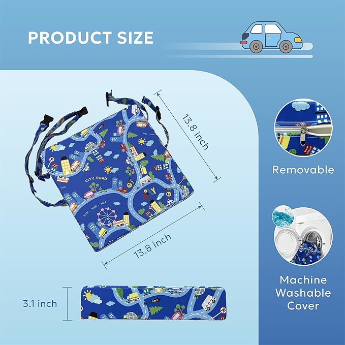 Toddler Booster Seat for Dining Table,Portable Kids Booster Seat - Adjustable, Non-Slip, Lightweight & Easy to Clean (Blue)