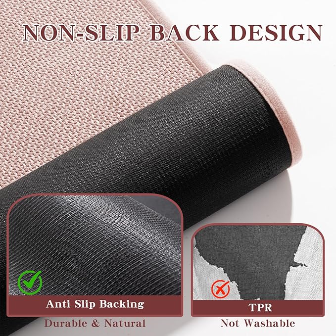 chakme Bathroom Rugs Mat 24x17, Ultra Thin Non Slip Bath Mat Small Quick Dry Absorbent Bath Mat for Bathroom Floor, (Pink, 24"x17")