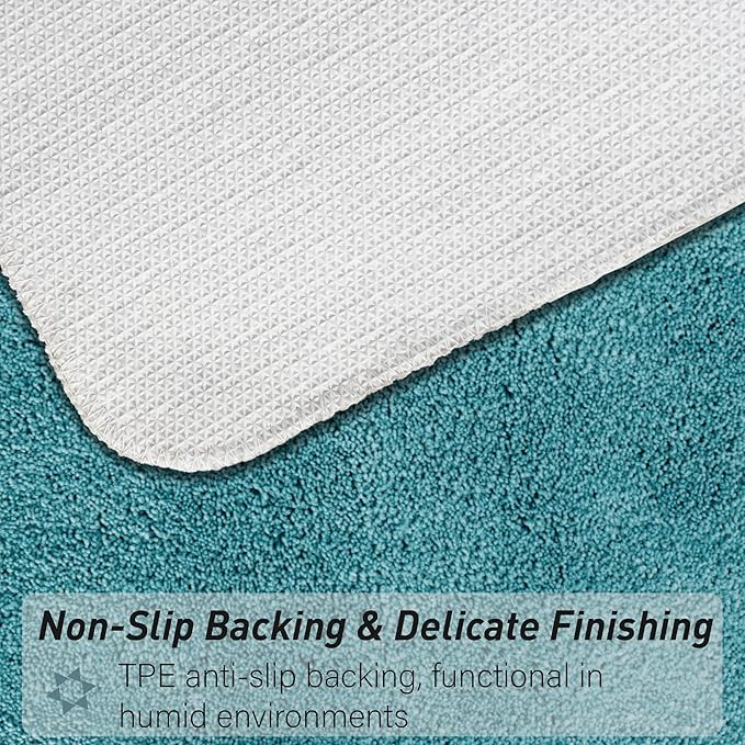 Luxury Quick Dry Non-Slip Bathroom Rugs【17'' x 24'' Blue】 Highly Absorbent Washable and Ultra Soft, Extra Thick Fluffy Bath Mats for Shower/Kitchen/Bathtub Floor