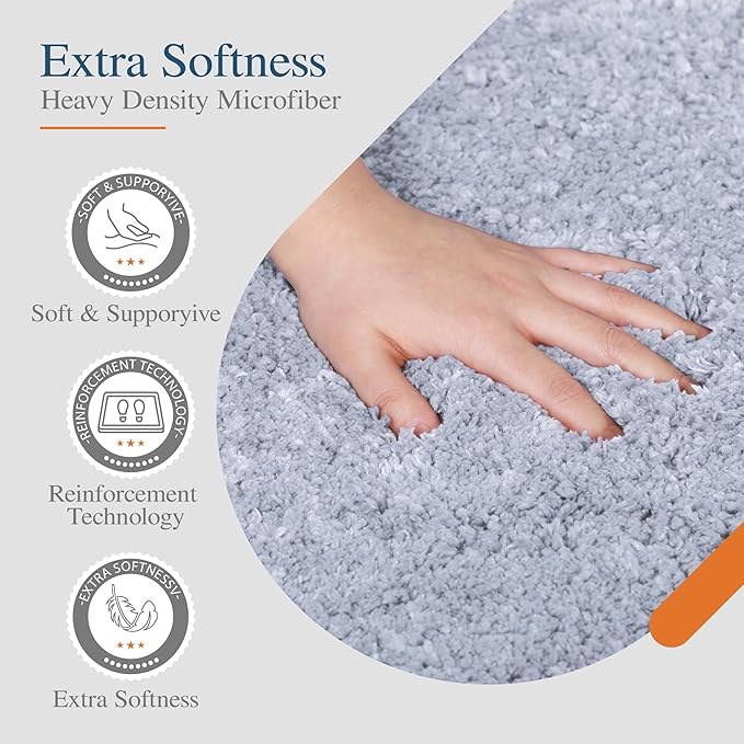 Walensee Large Bathroom Rug (24 x 36, Growing Blue) Extra Soft and Absorbent Shaggy Bath Mat Machine Washable Microfiber Non Slip Luxury Floor Mat