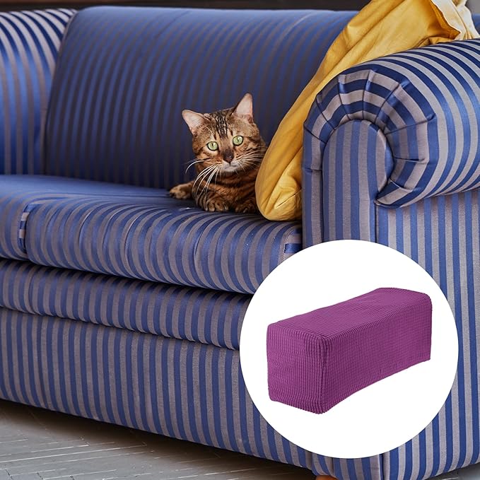 uxcell 2pcs Stretch Armrest Covers for Chairs/Sofas, Couch Arm Covers with Twist Pin, Furniture Protector Slipcovers Purple