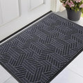 Front Door Mat 36"x24" Indoors Outdoors Welcome Mats, Waterproof Non-Slip Rubber Backing Heavy Duty Doormat Outside Entrance, Low Profile Entryway Rugs Floor Mat for Patio, Pattern B Grey