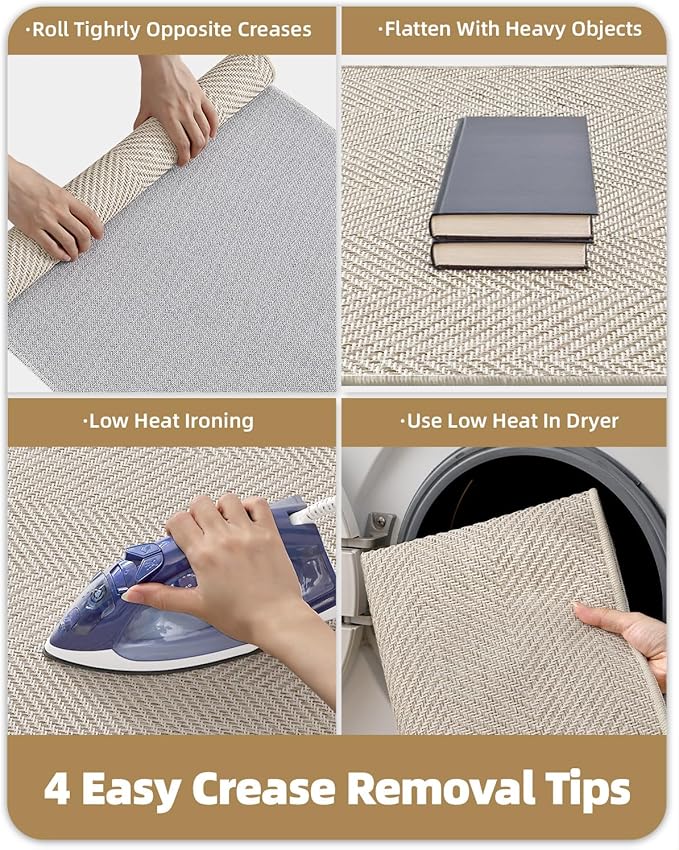 Color&Geometry Extremely White Beige Ultra Thin Indoor Door Mat 36"x60", Machine Washable Front Door Mat Non Slip, Low Profile Entrance Mat Indoor, Absorbent Carpet for Inside, Entry, Entryway (FOLD)