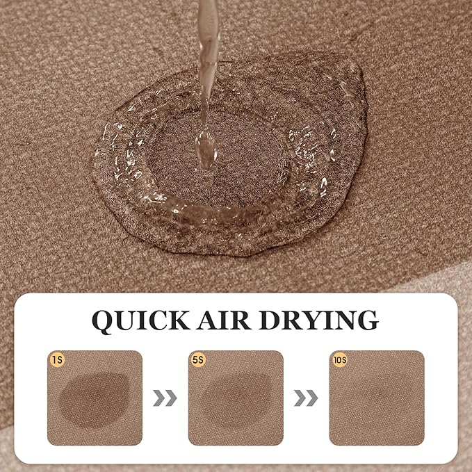 Ultra Thin Bath Mat, Upgrade Non Slip Thin Bath Mats Fit Under Door, Quick Dry Ultra Absorbent Bathroom Rugs, Machine Washable Bath Rugs for Bathroom, Taupe/Bordered/24"x17"+ 24"x20" Contour Rug