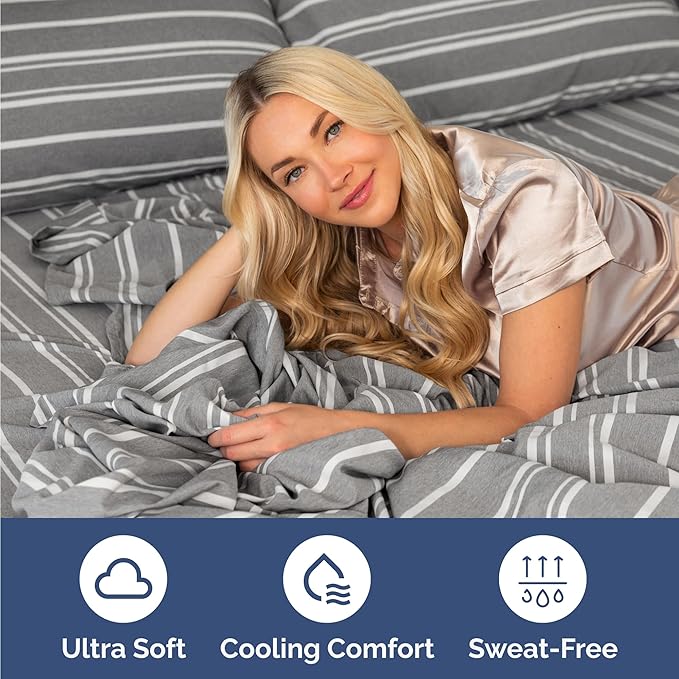 Twin 4 Piece Sheet Set - Cooling & Breathable Bed Sheets - Hotel Luxury Bed Sheets for Women, Men, Kids & Teens - Bedding w/Deep Pockets & Easy Fit - Soft & Wrinkle Free - Twin Grey Stripes Sheets