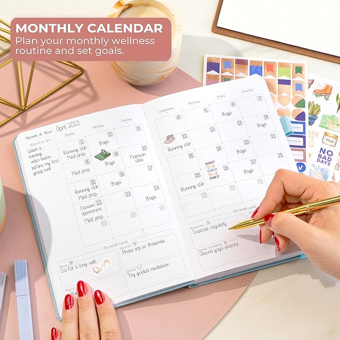 GoGirl Self-care Journal – Daily Mental Health Notebook with Mood & Wellness Trackers – Personal Development, Meditation & Reflection Journal for Women – Hardcover, Lasts 3 Months (Periwinkle)