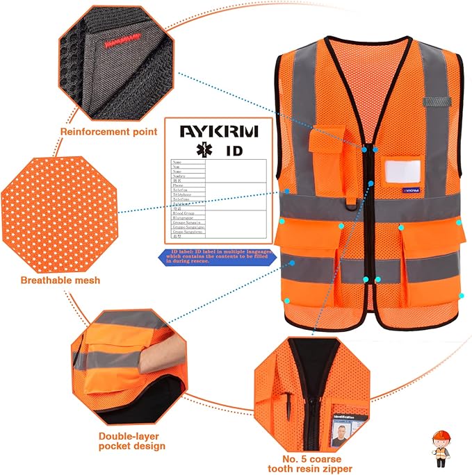 A-SAFETY Orange X Small High Visibility reflective vest