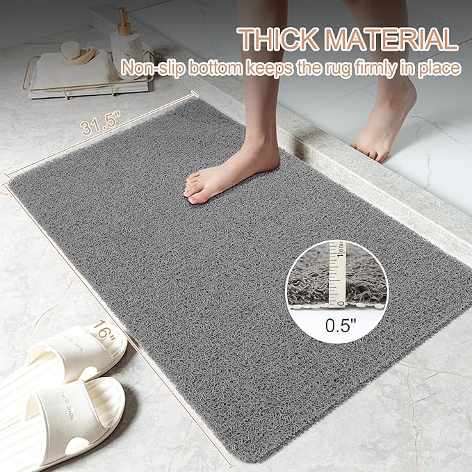 Joyhalo Shower Mat Bathtub Mat Non Slip, Bathmats Non Slip, Quick Drying Foot Scrubber Loofah Mats for Shower, Tub, Bathroom, Home, 17 * 24inch, Grey