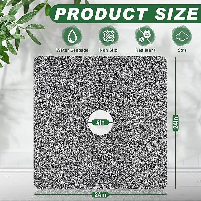 Shower Mat Non Slip,Soft Bath Mat with Drain,Quick Drying PVC Loofah Bathtub Mat for Bathroom,Without Suction Cups,24 x 24 Inch (Mix Color)
