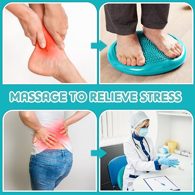 Jerify 4 Pcs Wiggle Seat Flexible Inflated Wobble Cushion Stability Balance Pad Balance Disc Sensory Seat for Men Women Fitness Physical Exercise Improving Posture Home Office