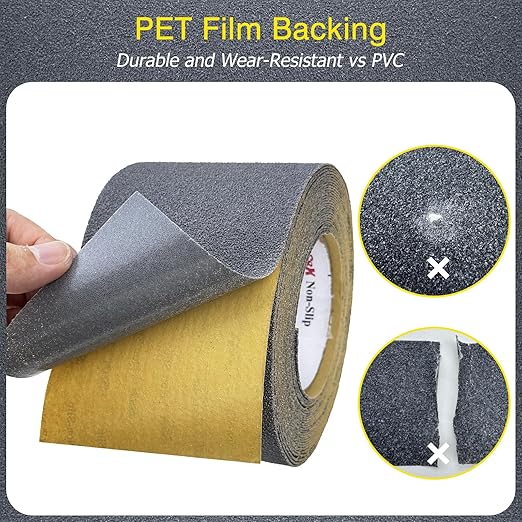 S&X Gray Anti Slip Tape 6 Inch x 60 FT Roll, Ultimate Non-Slip Skid Grip Tape for Outdoor Stair Treads, Wooden Steps & Exterior Grips, Grit 60, Waterproof, Extra-Durable