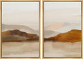 MUDECOR Framed Canvas Print Wall Art Pastel Brown Mountain Range Ocean Lake Wilderness Nature Illustrations Modern Art Decorative Calm/Relax Multicolor Rustic Minimal for Bedroom - 24"x36"x2 Natural
